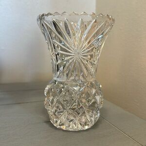 Crystal Pineapple shape Bud Vase 5" tall Sawtooth Star Flower Vintage Vtg Clear